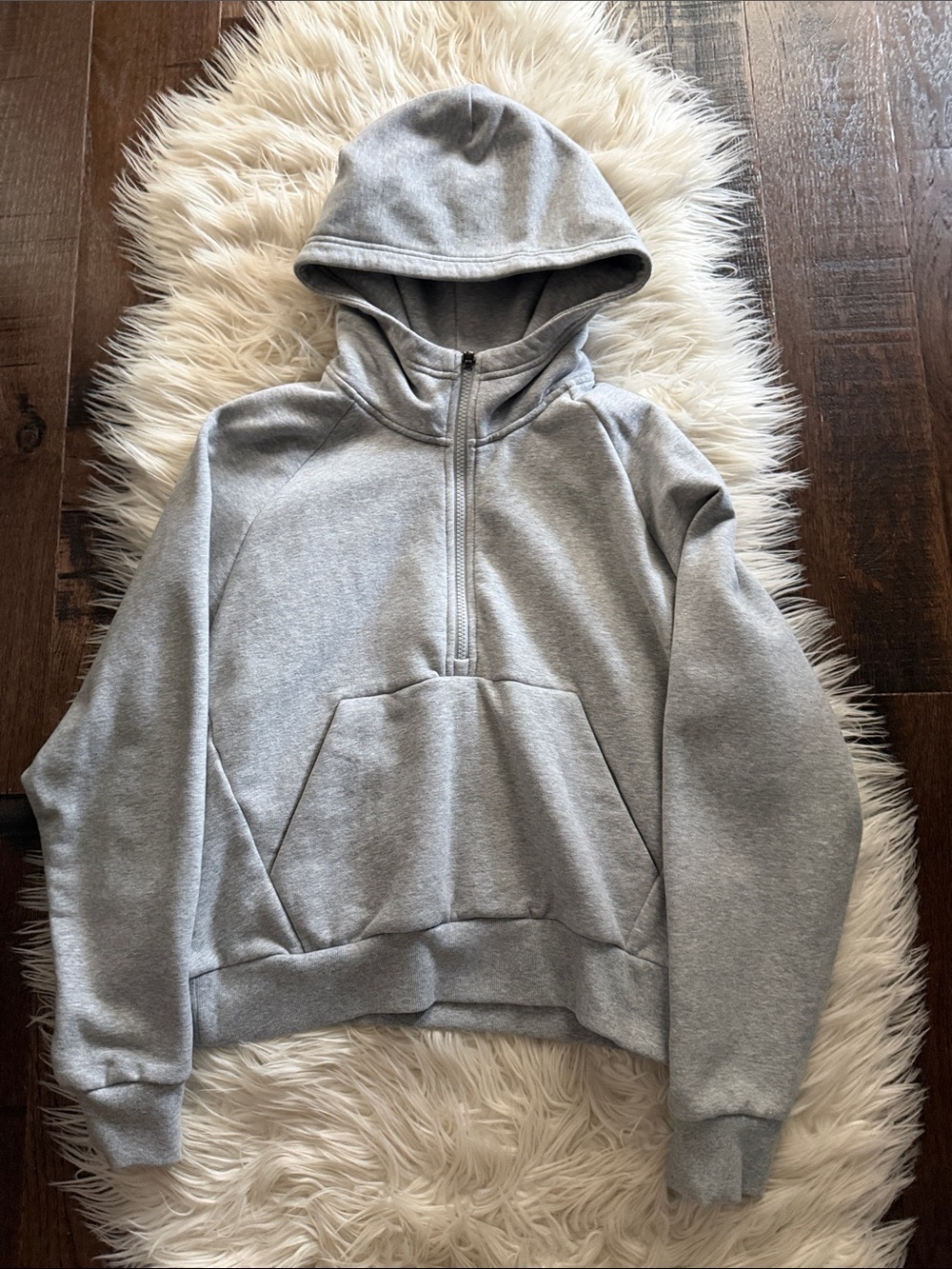 Classic Athleta Light Gray Half-Zip Hoodie